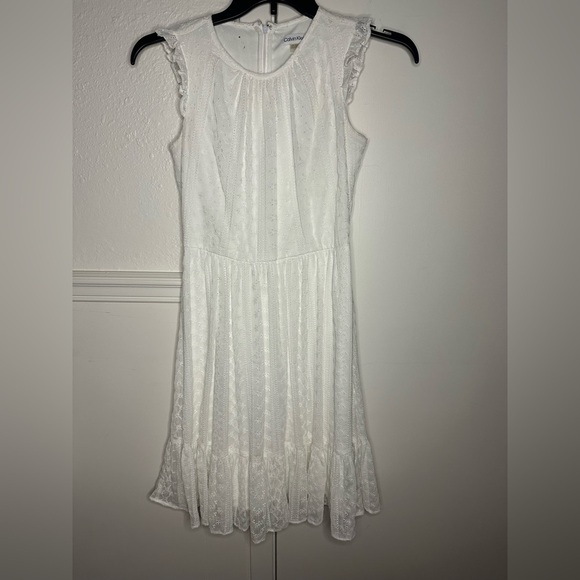 Calvin Klein White Eyelet Lace Fit & Flare Fully Lined size 2 - Picture 1 of 6